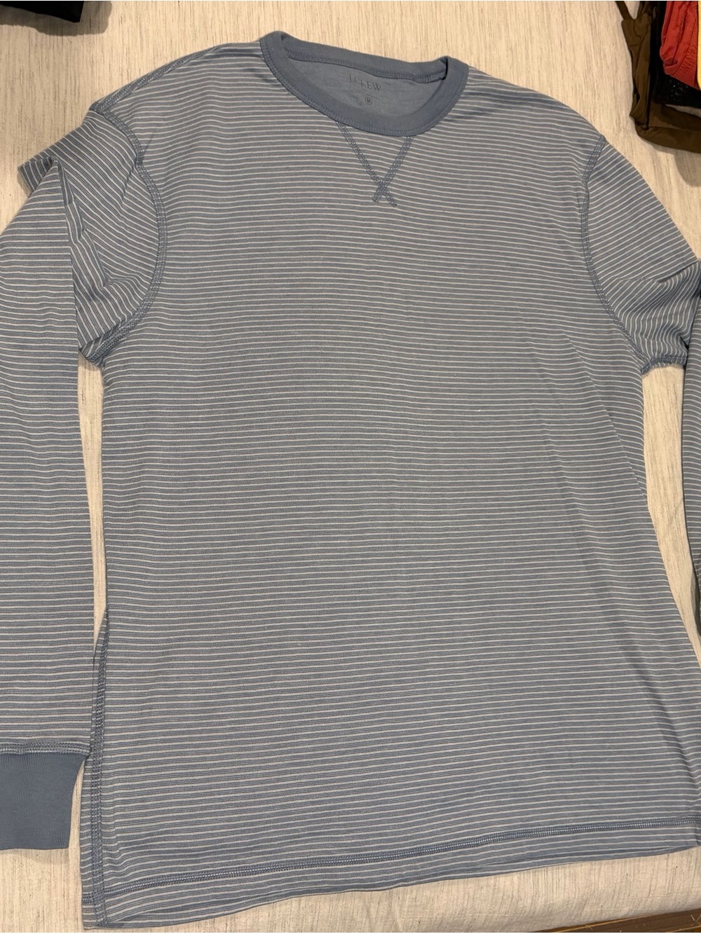 J. Crew Light Blue Striped Long-Sleeve Crewneck